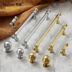 法式輕奢黃銅衣櫃拉手純銅簡約美式抽屜櫥櫃門把手全銅鍍鉻銀金色