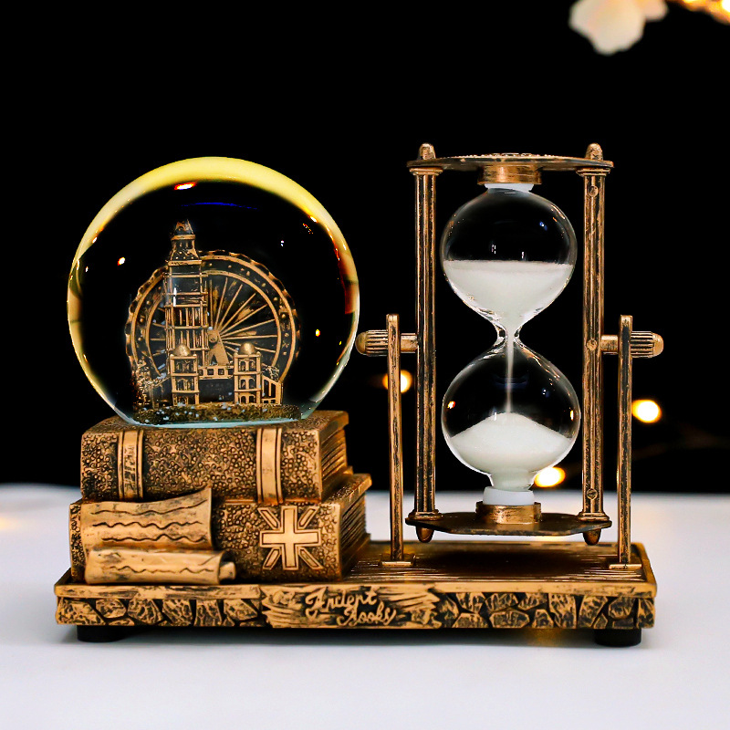 American Retro Ferris Wheel Music Box Timing Hourglass Creative Home Desktop Resin Gift Decoration Ornaments