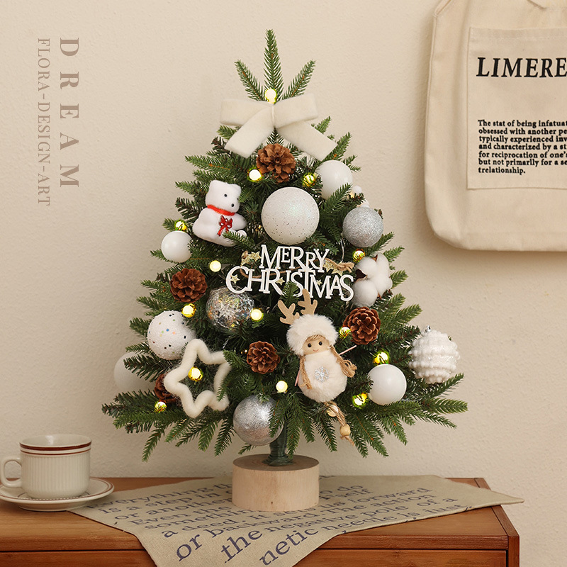 Árbol de Navidad transfronterizo pequeño árbol de Navidad suministros de decoración mini paquete árbol con luces adornos de árbol de Navidad