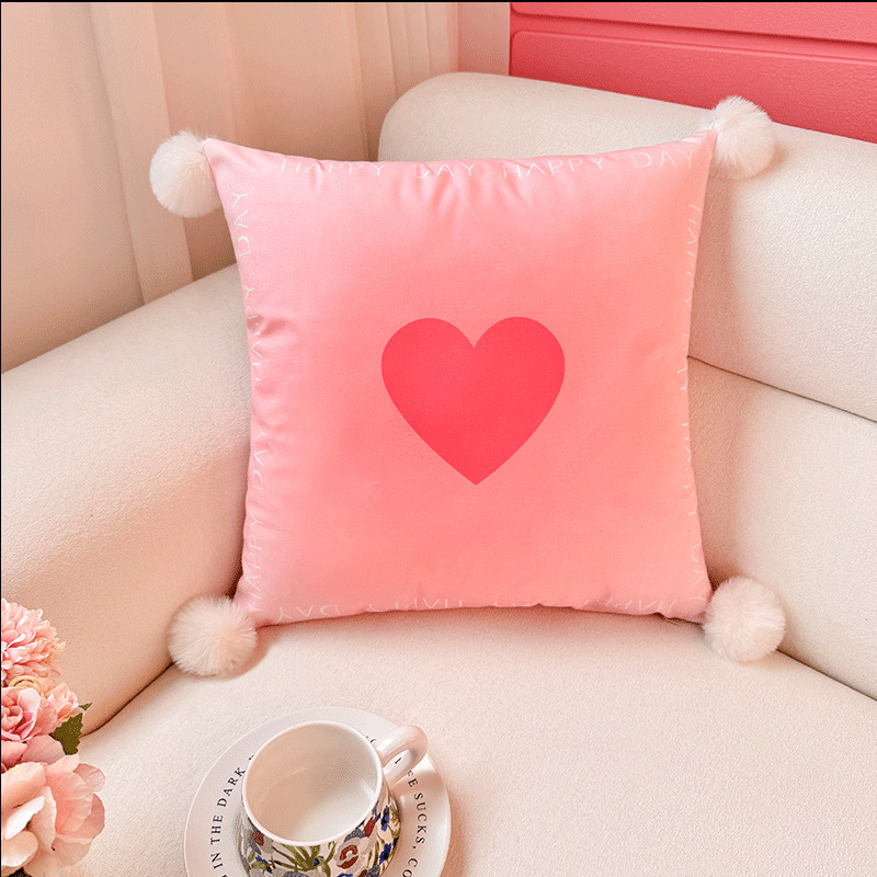 Bowknot love dopamina almohada funda de almohada sala de estar sofá almohada impresión de cabecera almohada de cintura abstracta bola de pelo