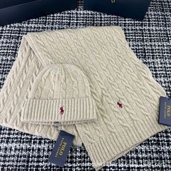ファッション冬の新しいカップルの古典的なポニー刺繍麻花はウールのレトロな英倫マフラー帽子を含んでいる