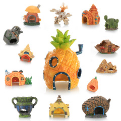 Fish tank landscaping pineapple house shelter cave Spongebob's home fish tank decoration cartoon ornaments fish and shrimp shelter house