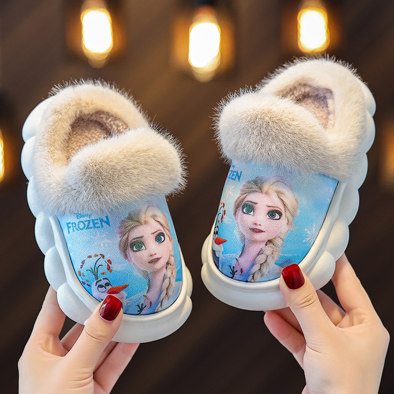 Aisha princess winter children Cotton slippers girl Parenting baby Snow Romance non-slip keep warm Cotton slippers wholesale