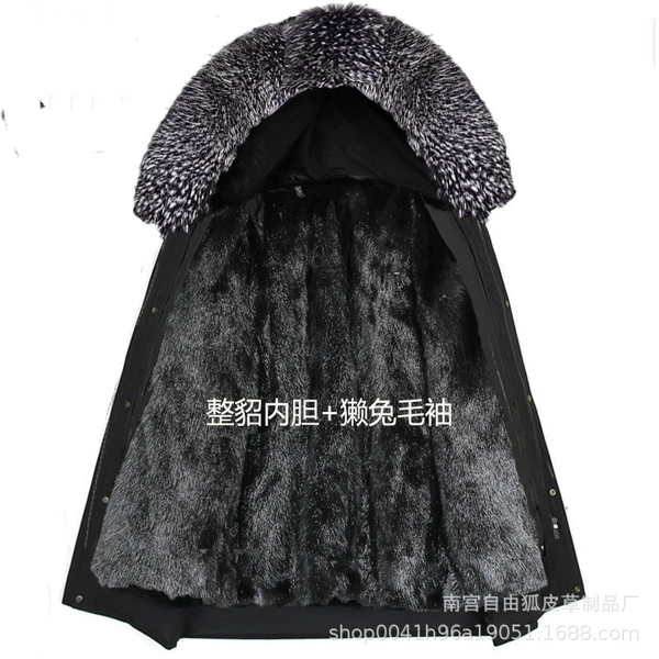 Black (whole mink inner linery+otter rabbit sleeve sleeve+frost hair collar)