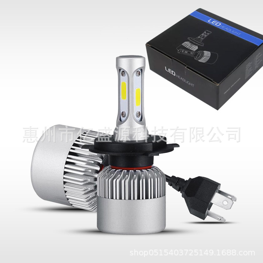 Venta directa de fábrica, luces LED para automóviles S2, bombilla LED grande, modificación LED H7H4, faros delanteros para automóviles y motocicletas, alto brillo, transfronterizo