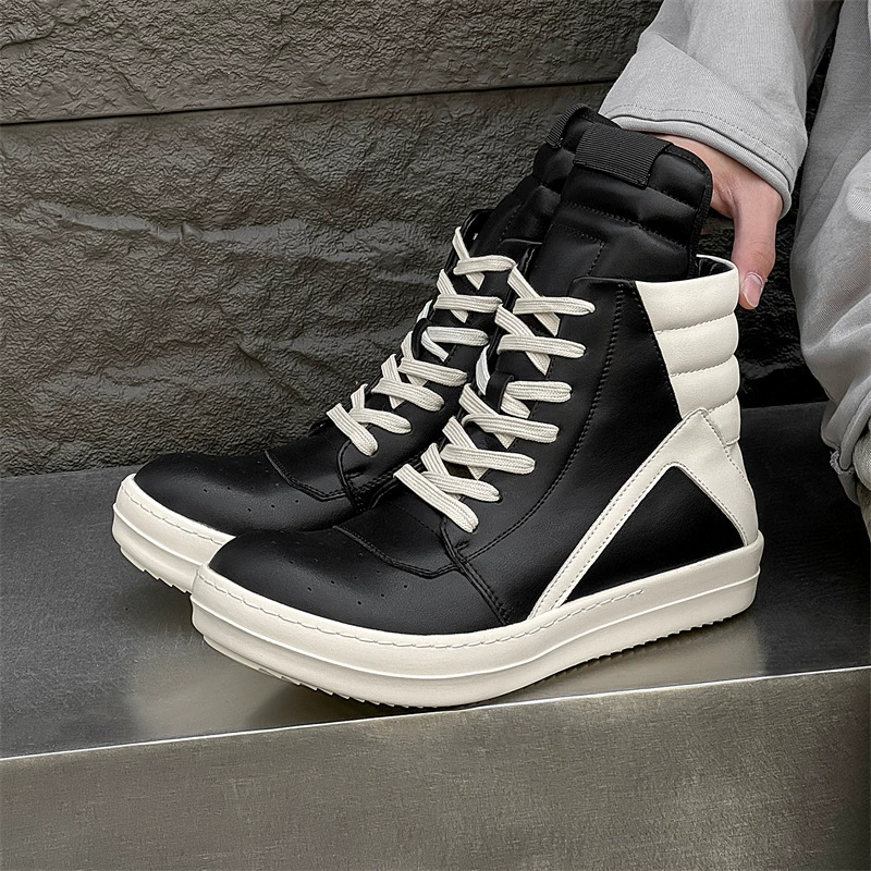 Новая обувь с высоким верхом весной 2025 года мужской прилив с обратным треугольником в европейском и американском стиле