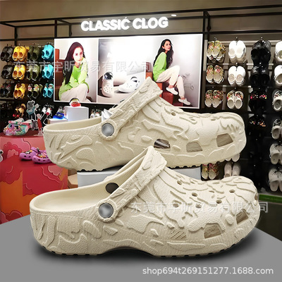(Трансграничная торговля), (Оптовые продажи), карта, летние тапочки в стиле Crocs подходит для мужчин и женщин для отдыха, пляжные трендовые мюли, закрытый носок