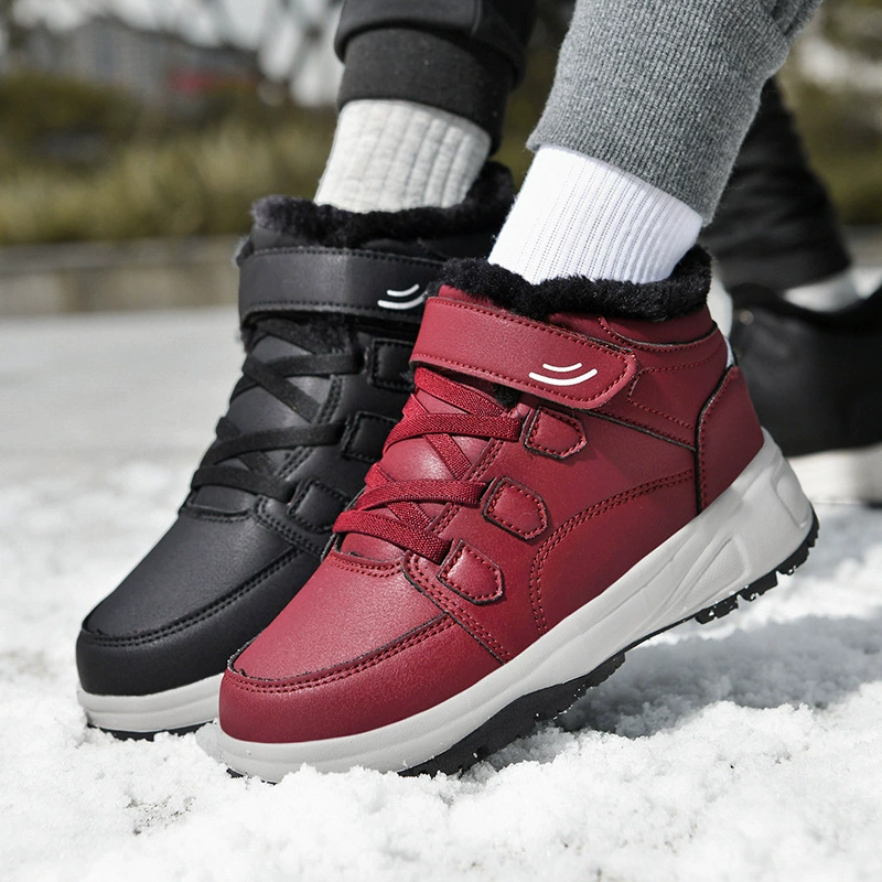 Хлопковая обувь на флисовой подкладке и хлопковая зимняя новая Теплая обувь спортивные кроссовки для мужчин и женщин с материнской обувью