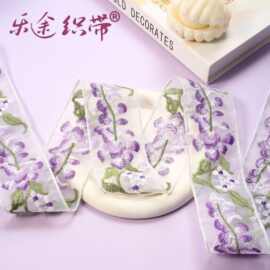 5.5cm宽刺绣花边汉服名族服饰发饰装饰透明纱刺绣花边55mm花边