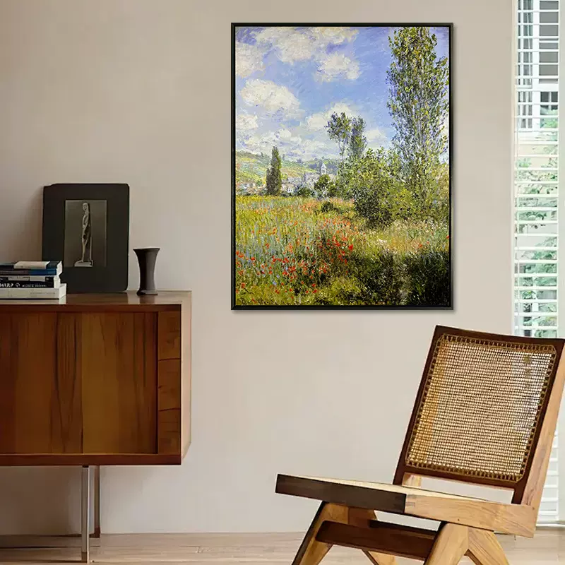 印象派莫奈油画合集肌理家居卧室壁画饭店酒柜挂画L框装饰画合集