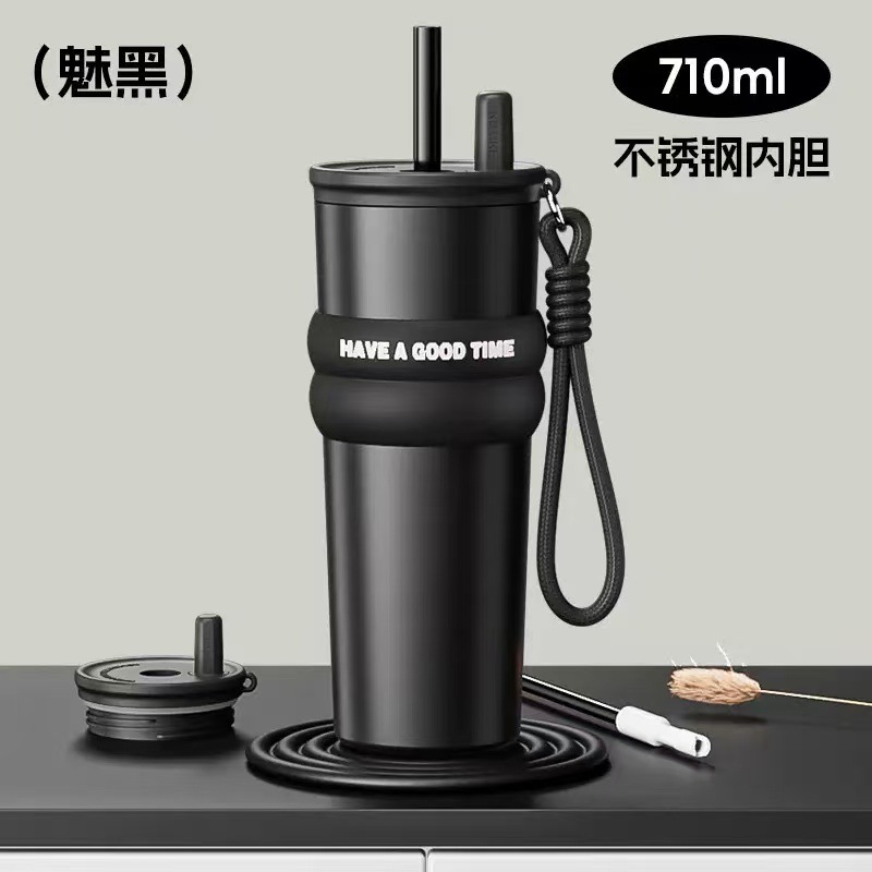 Nuevo alto valor 316 taza de aislamiento de acero inoxidable taza de café de paja de gran capacidad taza de aislamiento de automóvil