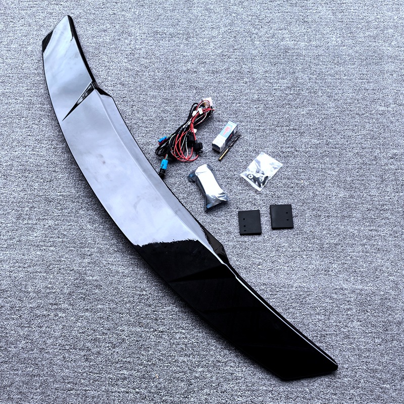Suitable for Car Modification Electric Adjustable Rear Wing Universal Black/Carbon Fiber Pattern with Lighted Perforated Fixed Wing
