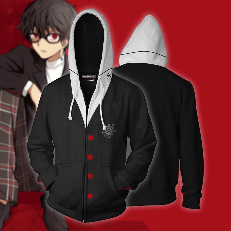 New Japanese Anime Persona 5 3D Digital Printed Sweatshirt Cardigan Hooded Sports Outerwear