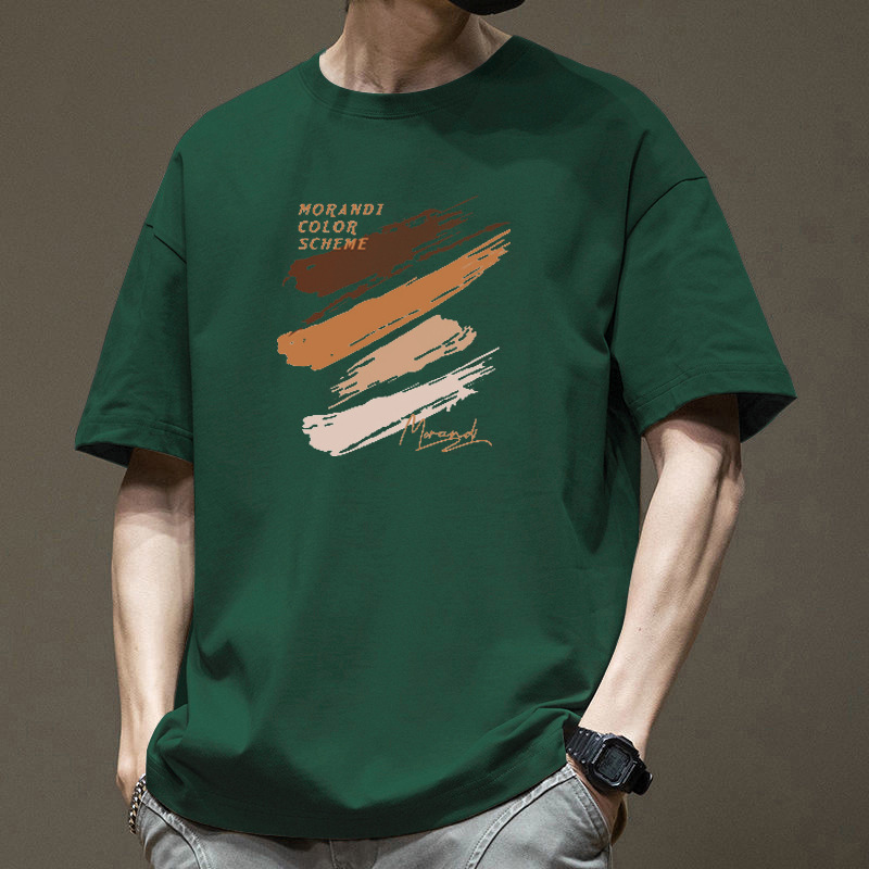 200 グラムヘビーウェイト純綿日本製半袖 Tシャツメンズ夏の新しいトレンディなルーズボーイズメンズ半袖 Tシャツトップ|undefined