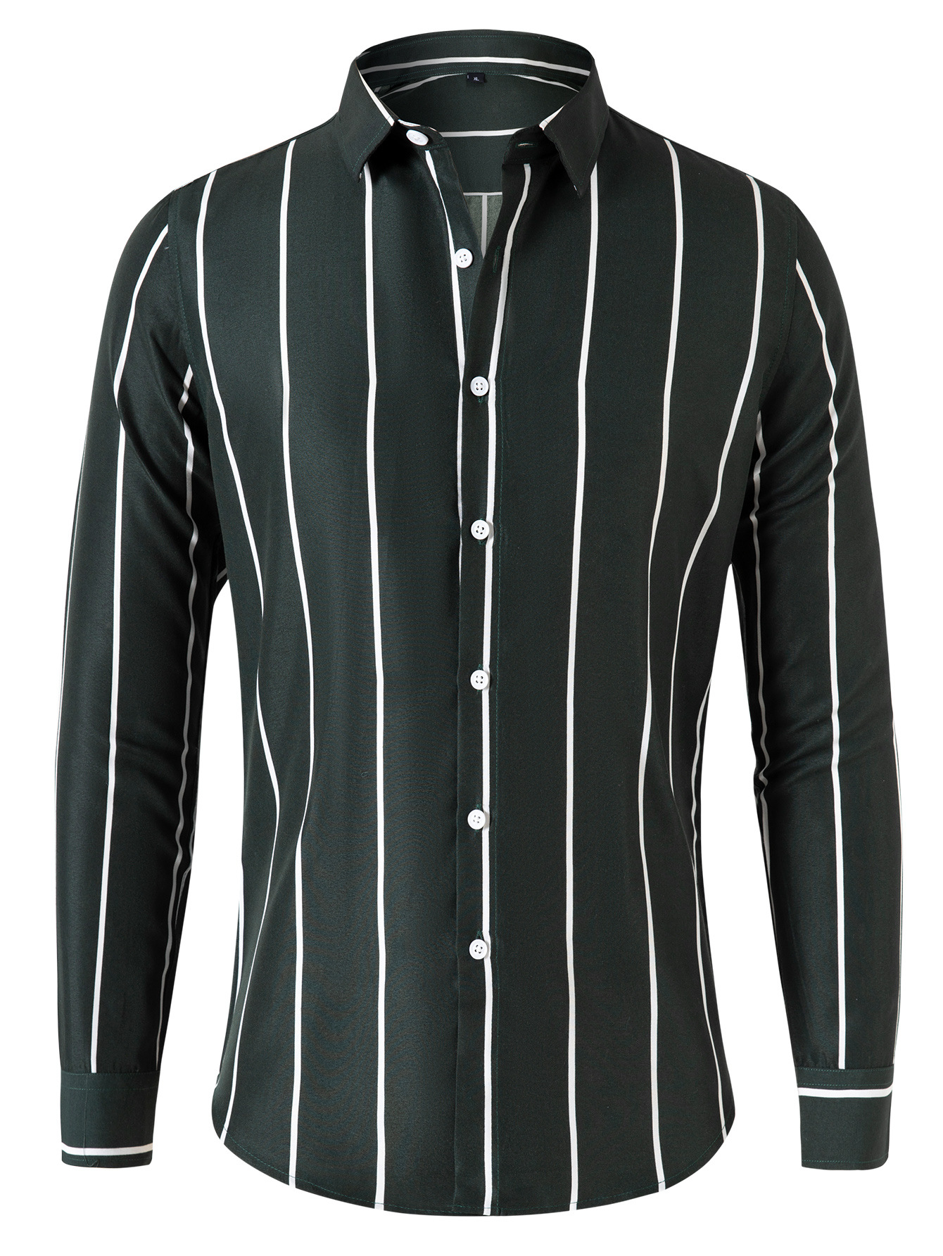 Camisa a rayas de corte ajustado estilo coreano, nueva tendencia 2026, para hombre, manga larga, comercio transfronterizo, camisa de moda juvenil.