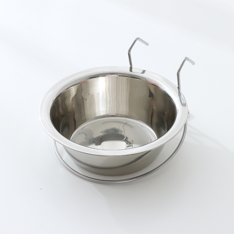 Cuenco colgante de acero inoxidable en stock al por mayor al aire libre Pipi Tao jaula para perros mascota perro colgante solo tazón para mascotas