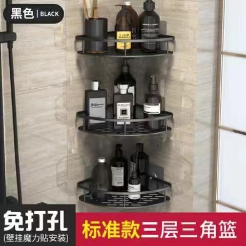 FUENTE directo de fábrica al por mayor baño ponche-libre de almacenamiento de rack ventosa pegatinas sin fisuras triángulo rack de almacenamiento