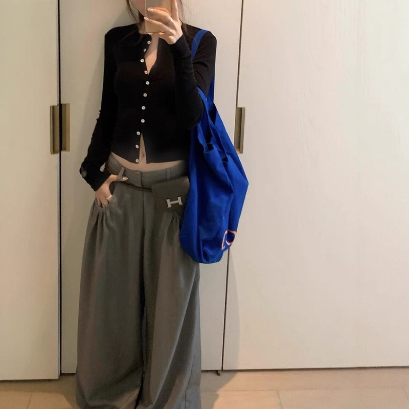 Ranwea Look at Me Seventy-Two Changes 78% Tencel Wool Korean Style J Simple Front and Back Two-Wear Design Long Sleeve Cardigan