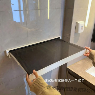 Popular folding telescopic clothes drying rack wall-mounted clothes drying net bathroom toilet storage rack