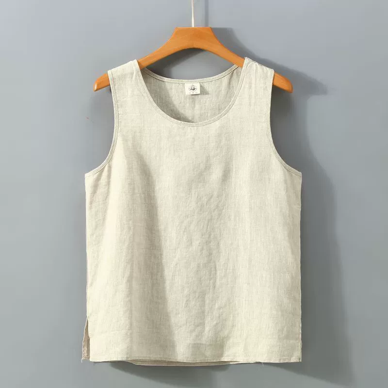 Men's retro T-shirt sleevless, solid vest, Chinese style