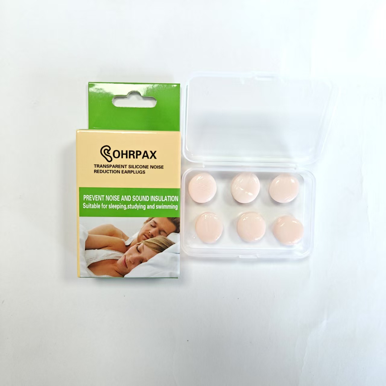 Silicone fuchsia earplugs, 6 pieces
