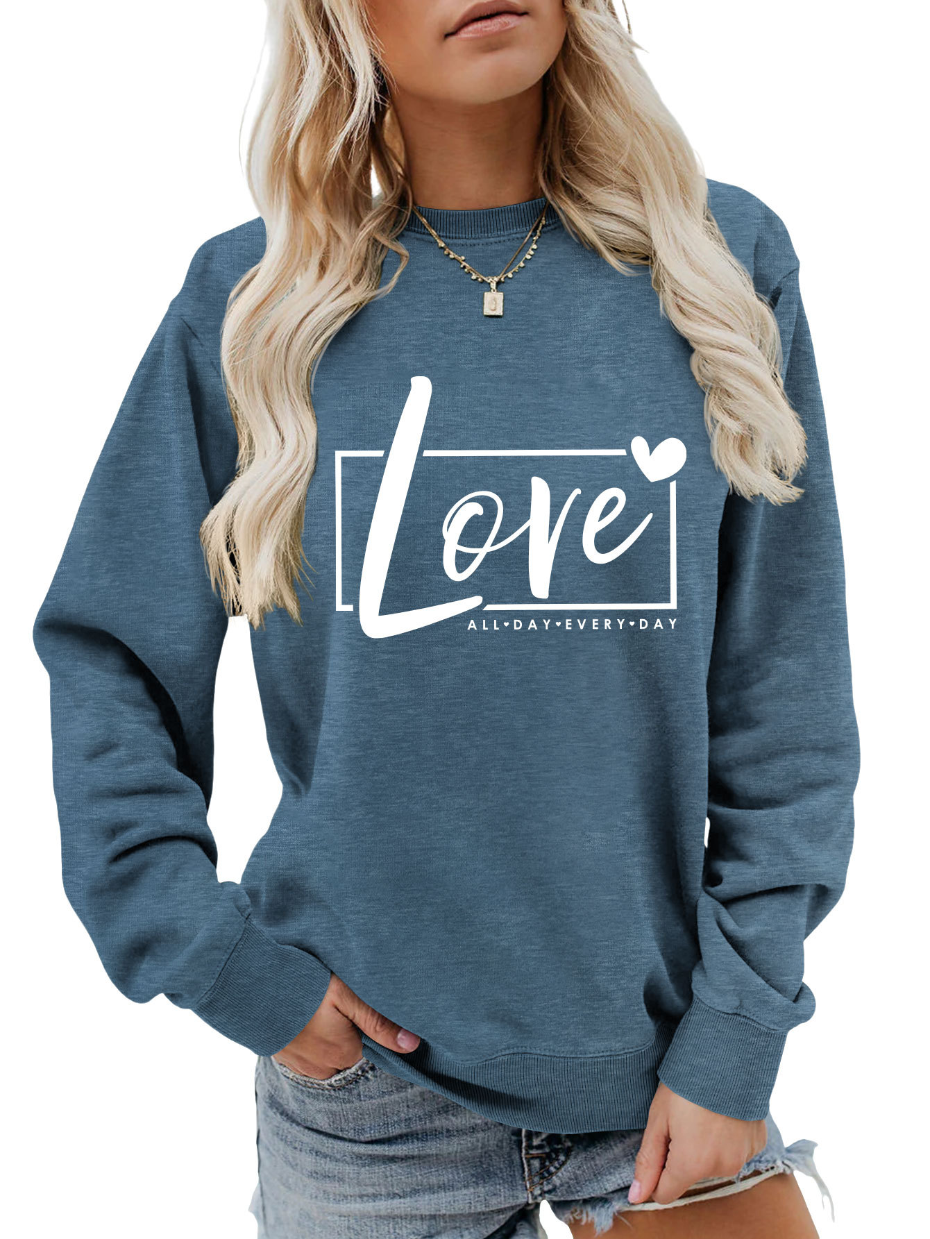 Women's Hoodies Long Sleeve Printing Basic Streetwear Letter Heart Shape display picture 22