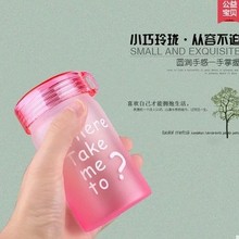 迷你高硼硅磨砂渐变玻璃杯可爱女士水杯小巧便携防漏水杯