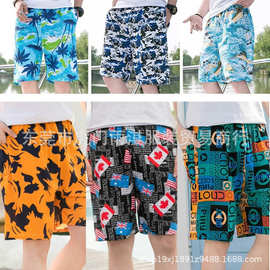 速干沙滩裤男速干海边度假宽松五分游泳裤漂流冲浪短裤服装批发