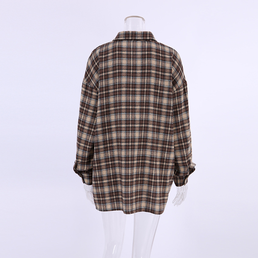 Women's Blouse Long Sleeve Blouses Contrast Binding Streetwear Plaid display picture 5