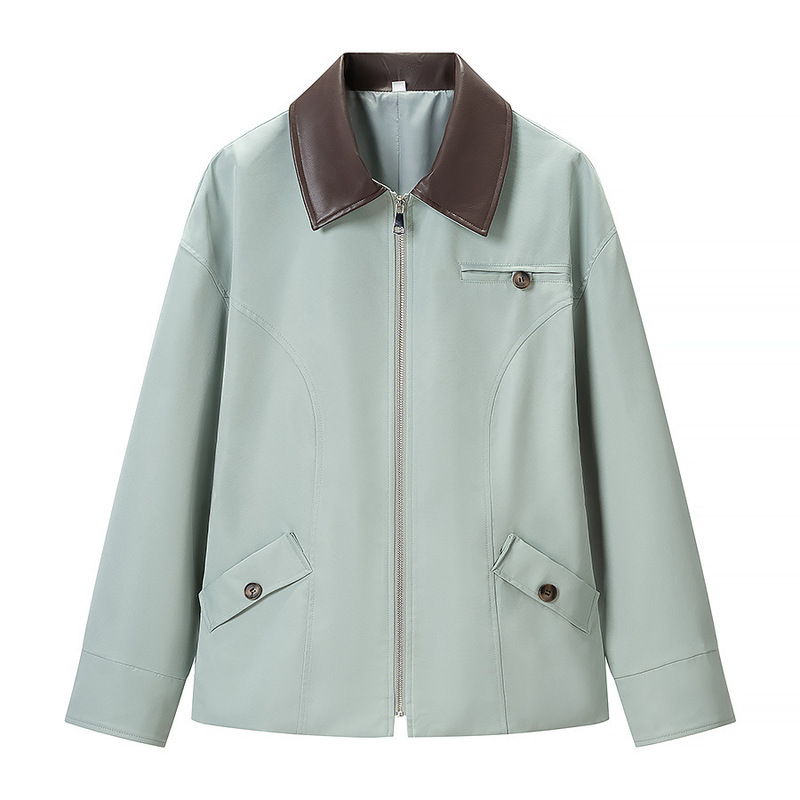 Cross-Border Women's Fashion 2026 Summer New Style French Style Waist-Cinching Flight Suit Ins-Style Jacket with Zipper and Patchwork Design Cross-Border Women's Fashion 2026 Summer New Style French Style Waist-Cinching Flight Suit Ins-Style Jacket with Zipper and Patchwork Design