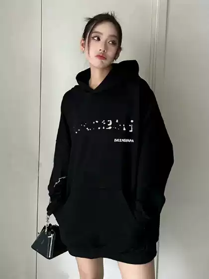 Paris Sweatshirt Trendy Brand High-End Letter Blur Print Bl Hoodie Men's and Women's Loose Cotton Hooded Sweatshirt