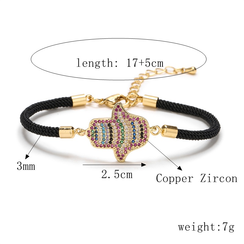 13g Weight Zircon Inlay Material Bracelets Classification Daily Occasion Copper Material Palm Pattern Women'S Gender Plating Design Fashion Style Fashion Palm Copper Bracelets Plating Zircon Copper Bracelets 1