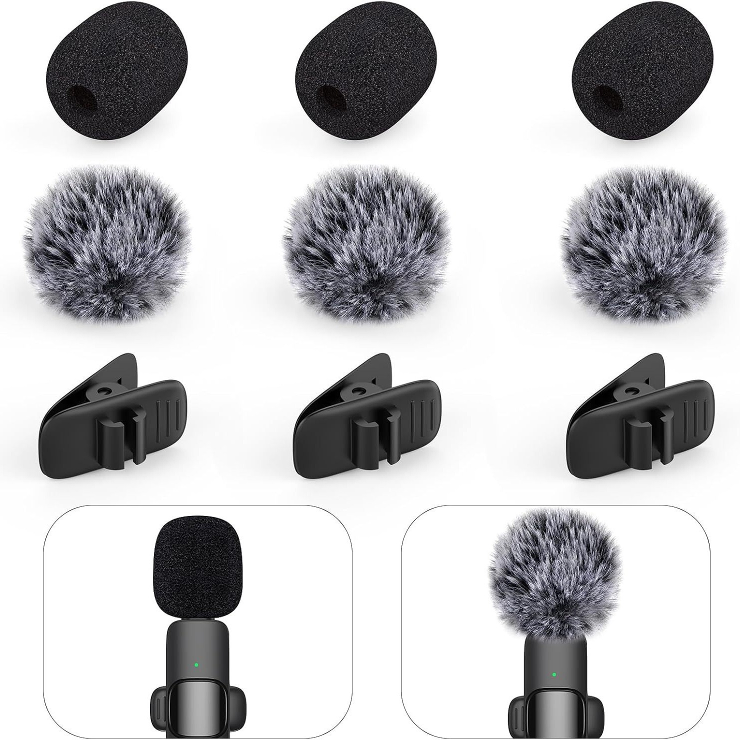 适用苹果转接头OTG转换器无线麦克风转接头Typec接口耳 防风毛球