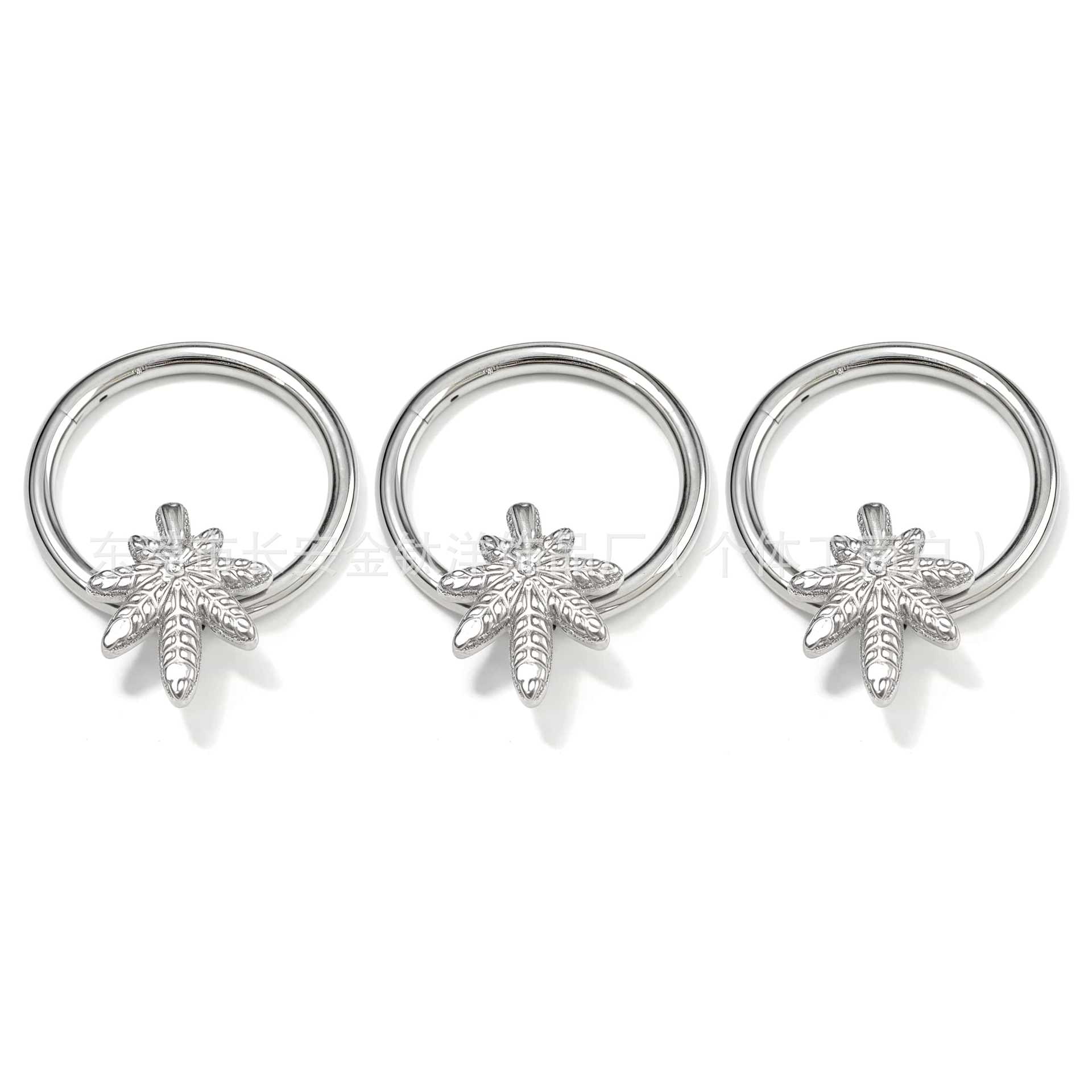 F136 Titanium Leaf Seamless Open Ring Septum Nose Ring Earrings Ear Studs Piercing Jewelry detail image 8