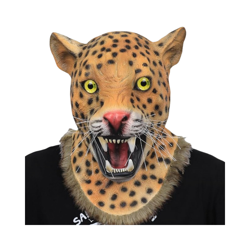 Máscara de leopardo animal realista tocado disfraz de fiesta de carnaval de Halloween divertido juego máscara de jaguar
