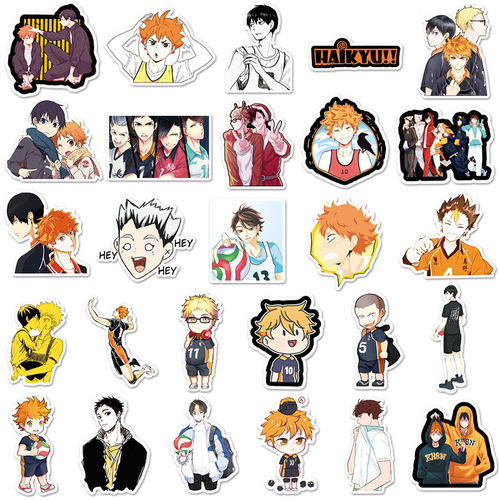 52 pieces of volleyball boy Japanese cartoon anime graffiti suitcase scooter dead fly decorative car waterproof stickers