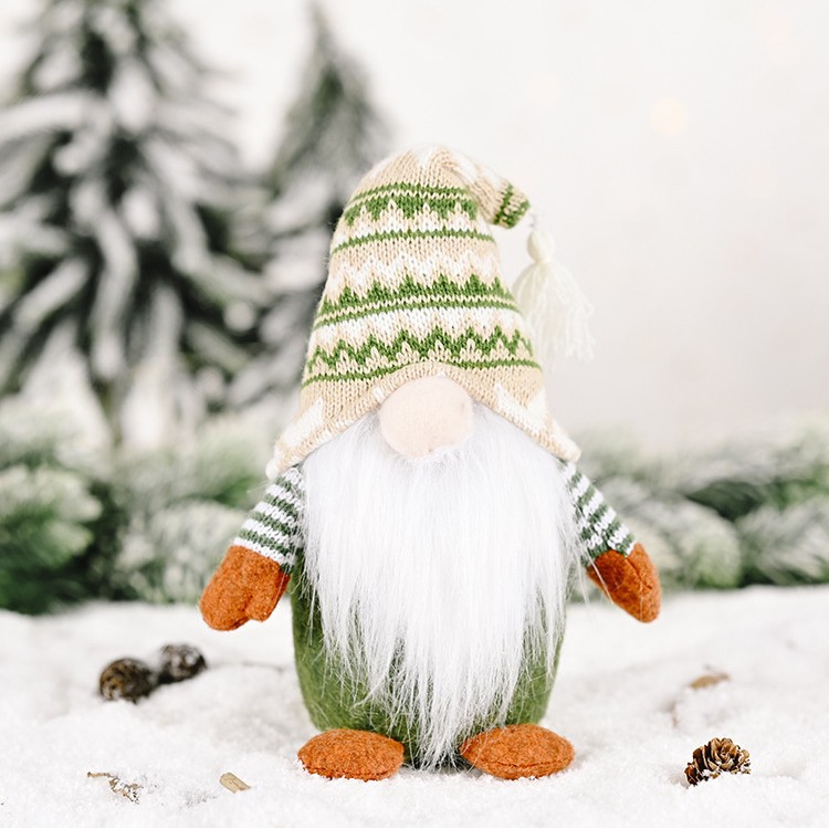 Decoraciones de Navidad nórdicas postura de punto muñeca sin cara creativa verde Papá Noel enano duende juguetes