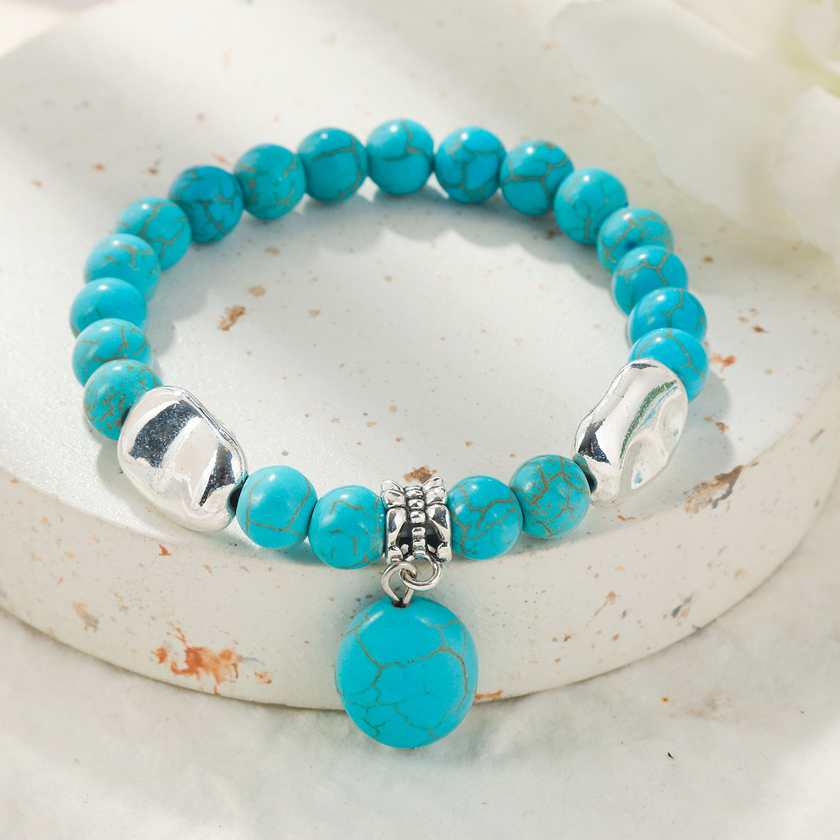2022 New Fashion Ethnic Style Blue Turquoise Artistic Bohemian Bracelet