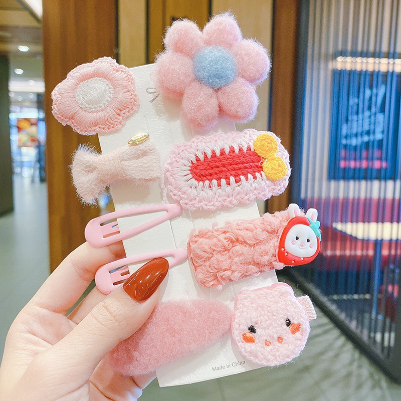 Otoño y invierno niños clip de pelo de dibujos animados peluche clip de pelo lindo bebé roto clip de pelo princesa coreana joyas para el pelo de chicas