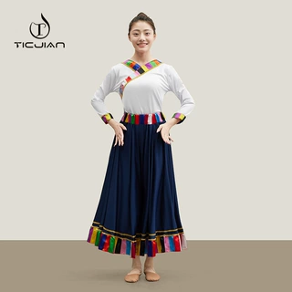 藏族广场舞舞蹈服成人民族大裙摆舞蹈裙古典舞形体舞蹈演出服套装