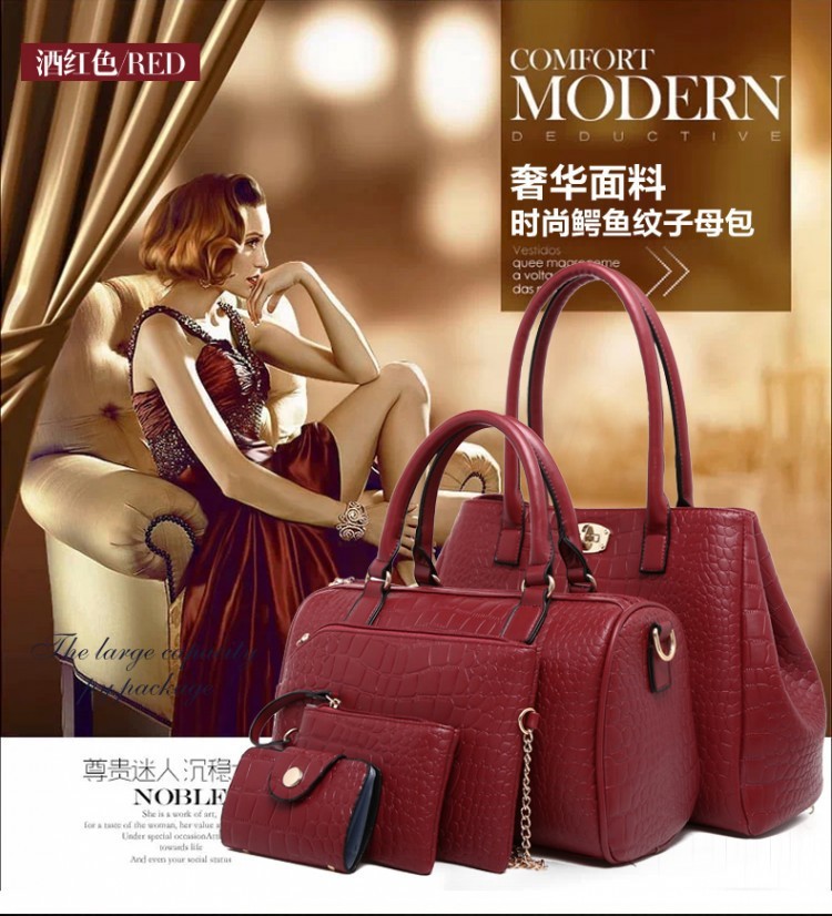 The first generation of the classic cross-border women's bag, the crocodile pattern mother-and-child bag five-piece set, single-shoulder crossbody handbag for Spring 2024 is now available undefined