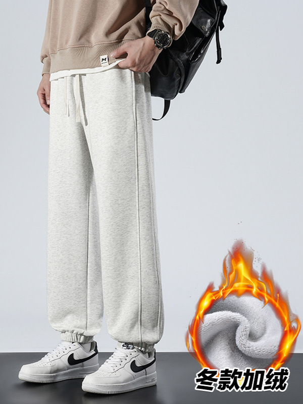 WASSUPNEST ヘビーウェイトコットン スポーツパンツ メンズ 秋冬 ジョガーパンツ メンズ アメリカンスタイル ルーズフィット スウェットパンツ トレンド カジュアルパンツ