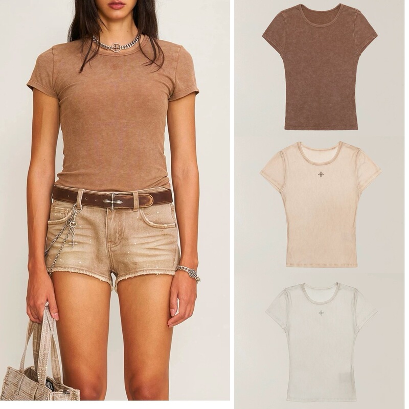 Sk Storm Faded Silk Sports Tee (Hand Dyed) Waist Basic T-Shirt 25