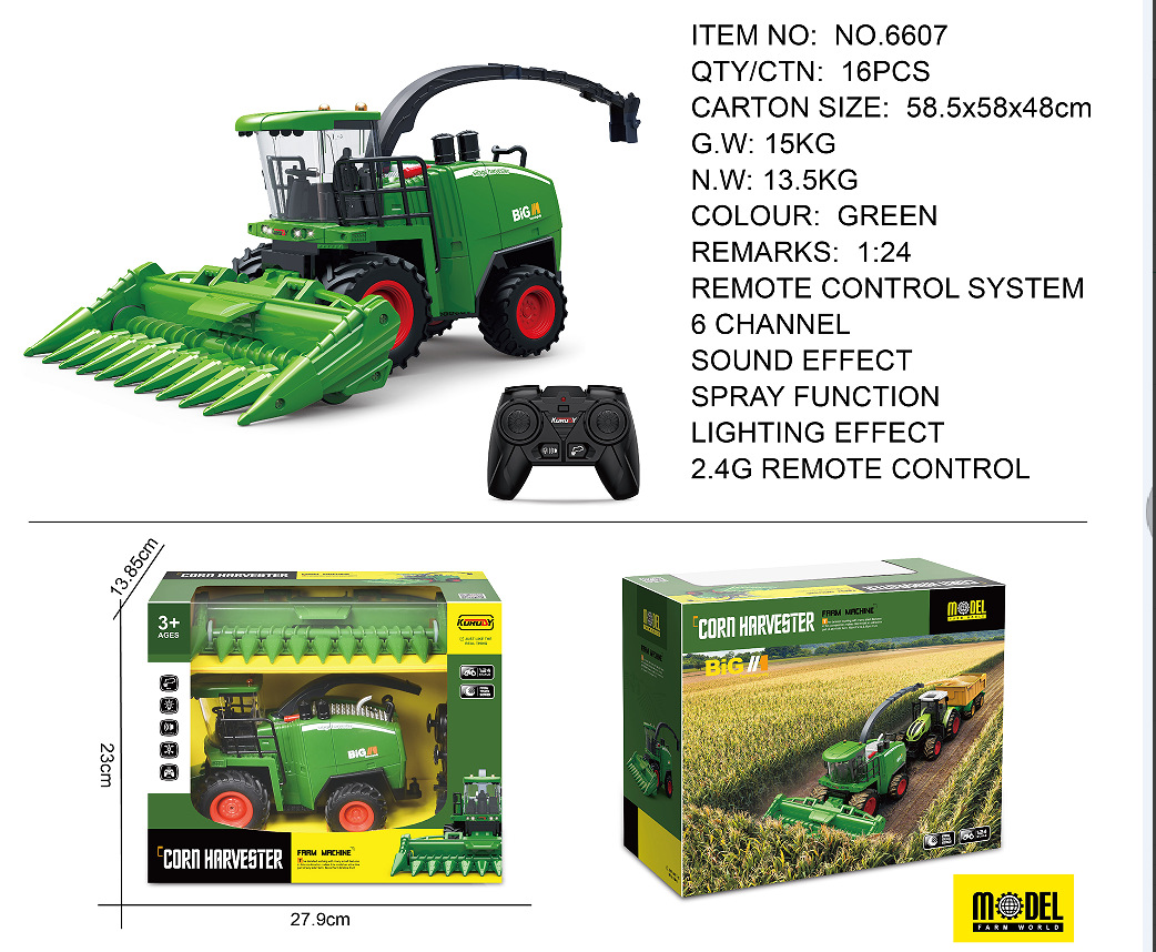 Vehículo de ingeniería de granjero de juguete eléctrico transfronterizo 2,4g control remoto inalámbrico de carga de 6 canales vehículo de carga de tractor grande