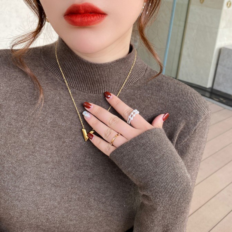 半高领打底衫女内搭秋冬洋气毛衣2022新款白色羊绒针织衫加绒