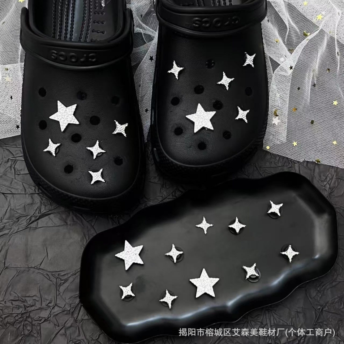 Estrellas plateadas ajuste agujero agujero perdido zapatos decorativos accesorios DIY extraíbles accesorios de flores hebillas de zapatos accesorios tridimensionales