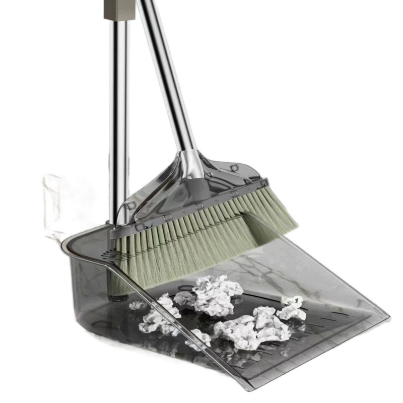 Soft transparent plastic broom, dustpan, home set stainless steel