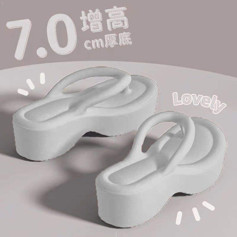 Zhao Lusi の女性用スリッパ、女性用トングトゥ プラットフォーム フリップフロップ、女性用夏用アウターウェア、ビーチ防水スリッパ、女性用|undefined