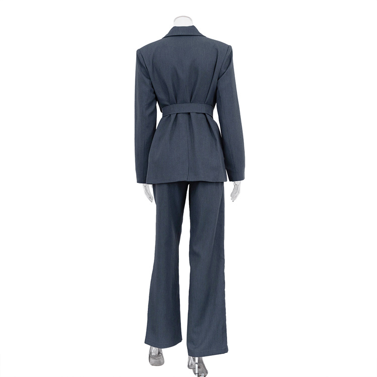 Women Clothing Spring High Sense Collared Waist Tight Blazer Casual Trousers Suit Suit