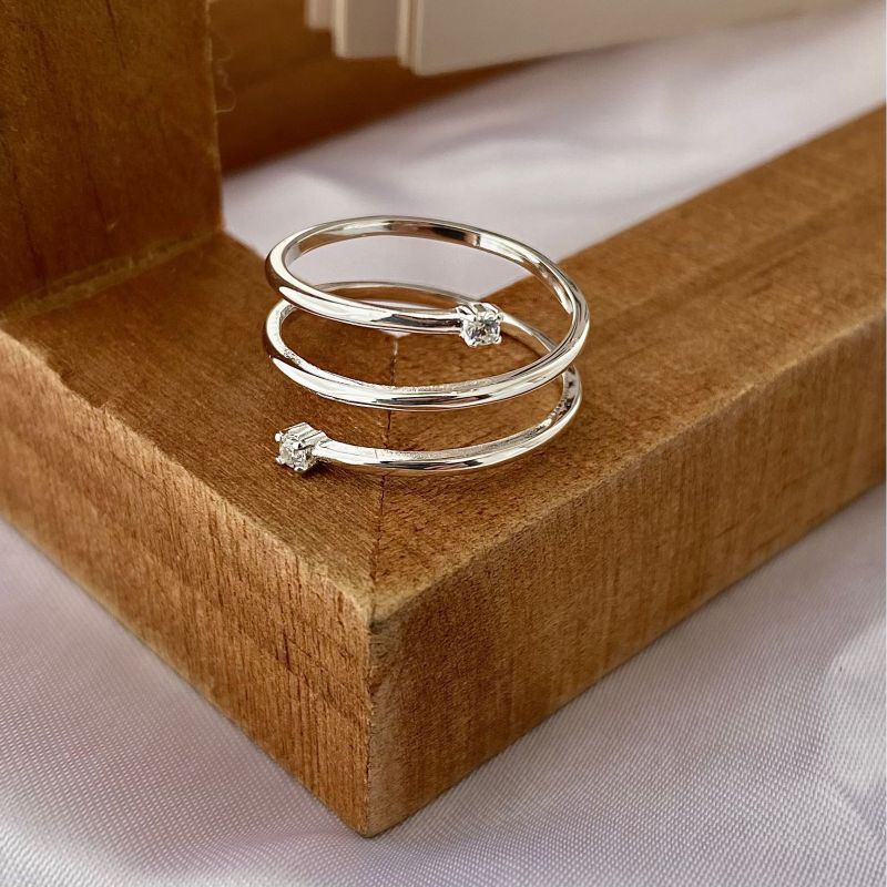 925 Sterling Silver Geometric Open Rings Rings display picture 4